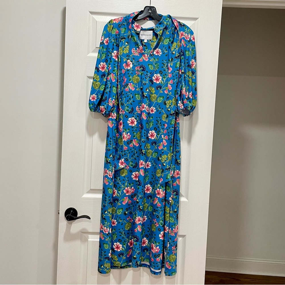 Smith & Quinn Brooks Chrysanthemum Crush Long Dress Colorful Preppy Small S EUC